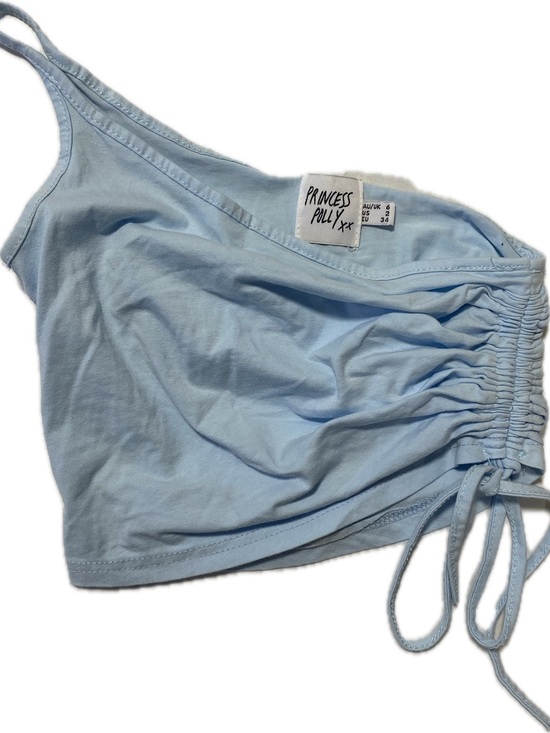 Princess Polly Tops - Princess Polly Baby Blue Ruched One-Shoulder Crop Top